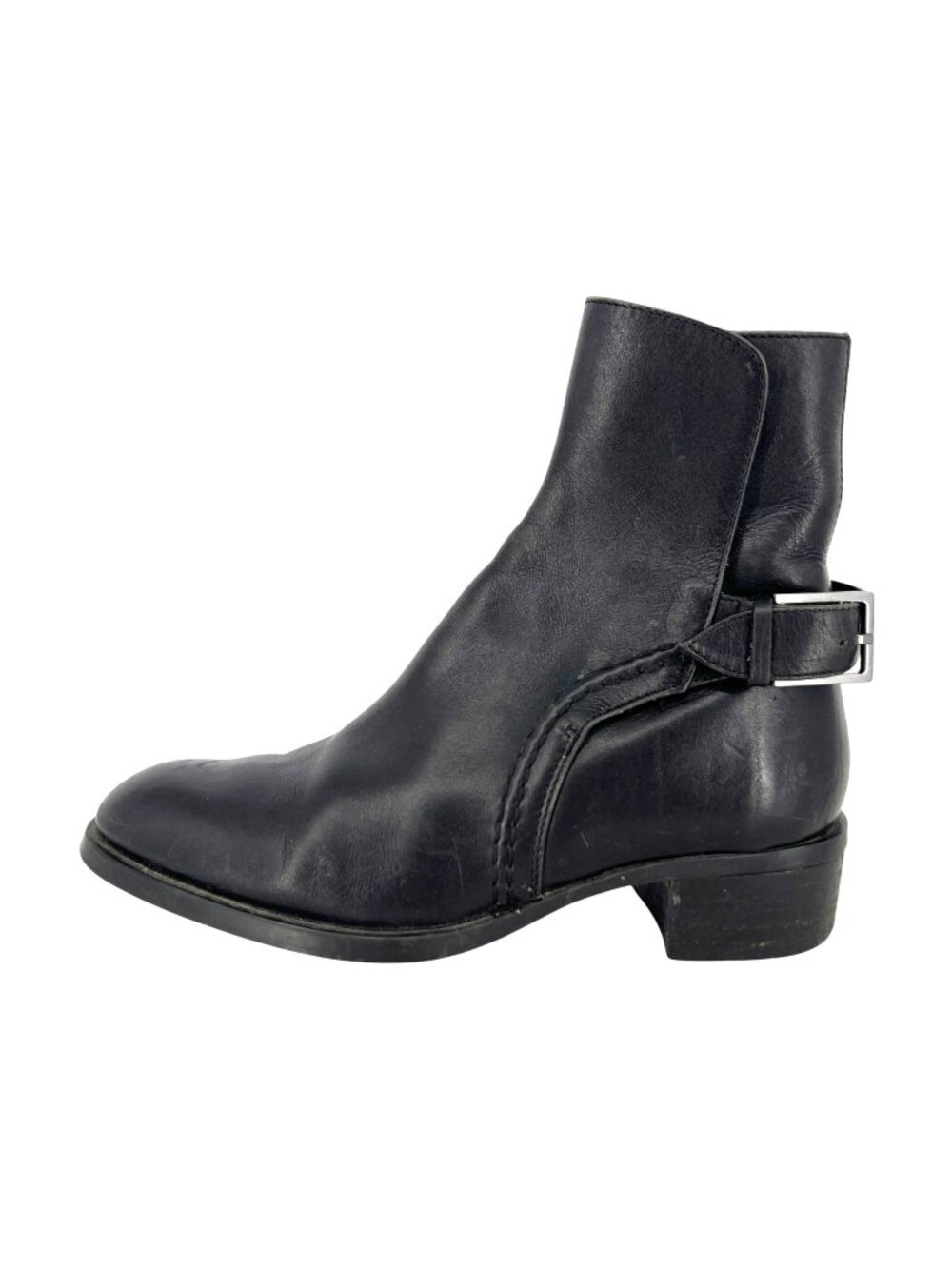 Tods Black Leather Chelsea Ankle Boots With Buckle Detail Size 34 EU Size 4 US